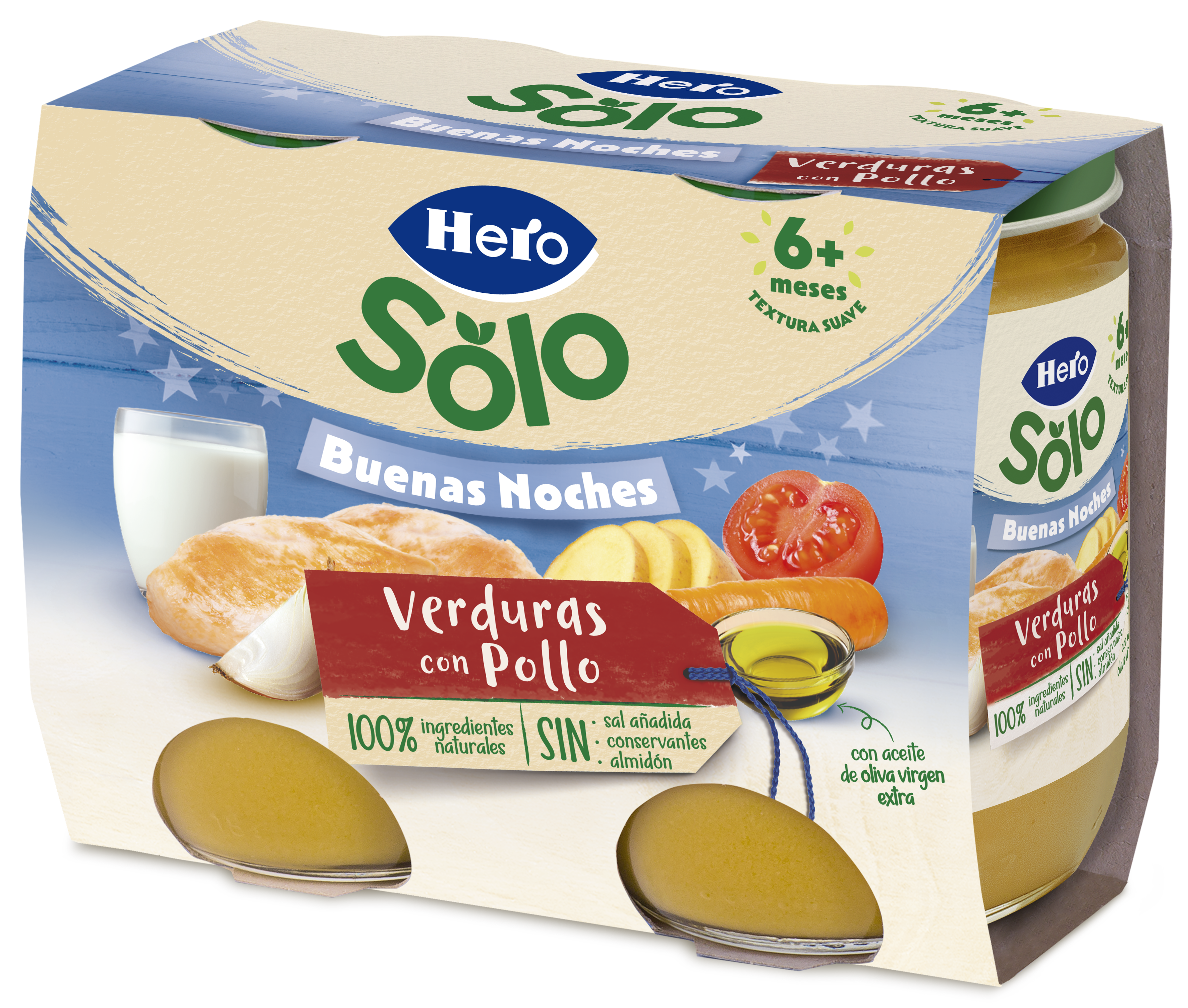 Tarro Hero Solo noche pollo verdura desde 6meses pack 2