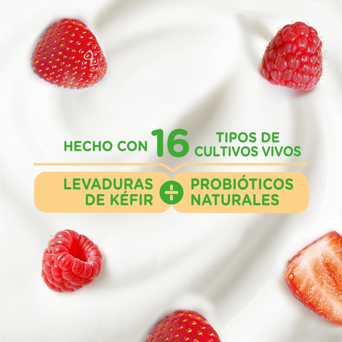 Kéfir cremoso y suave con sabor a fresa y frambuesa Danone 100 gramos