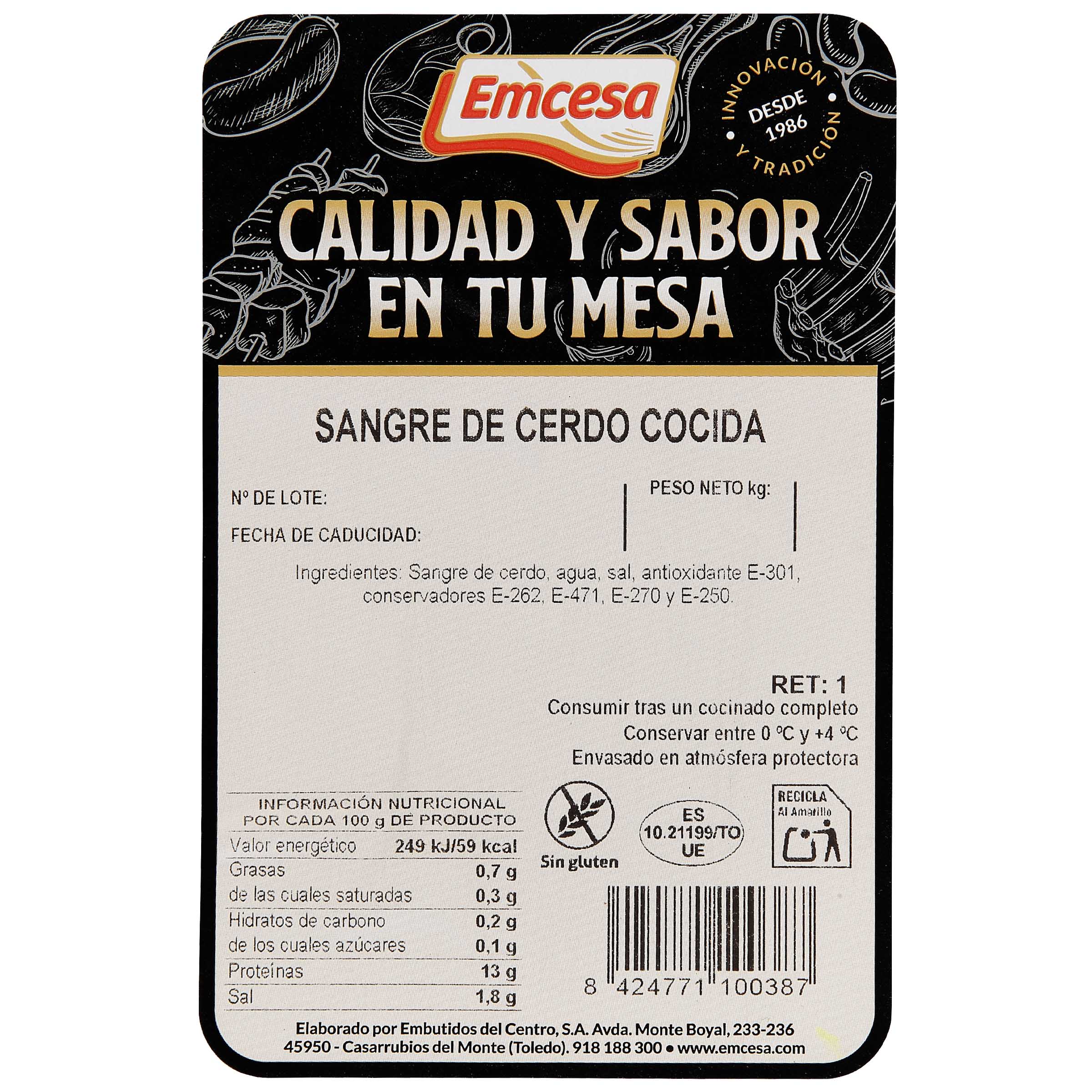 Sangre de cerdo cocida Emcesa 300g