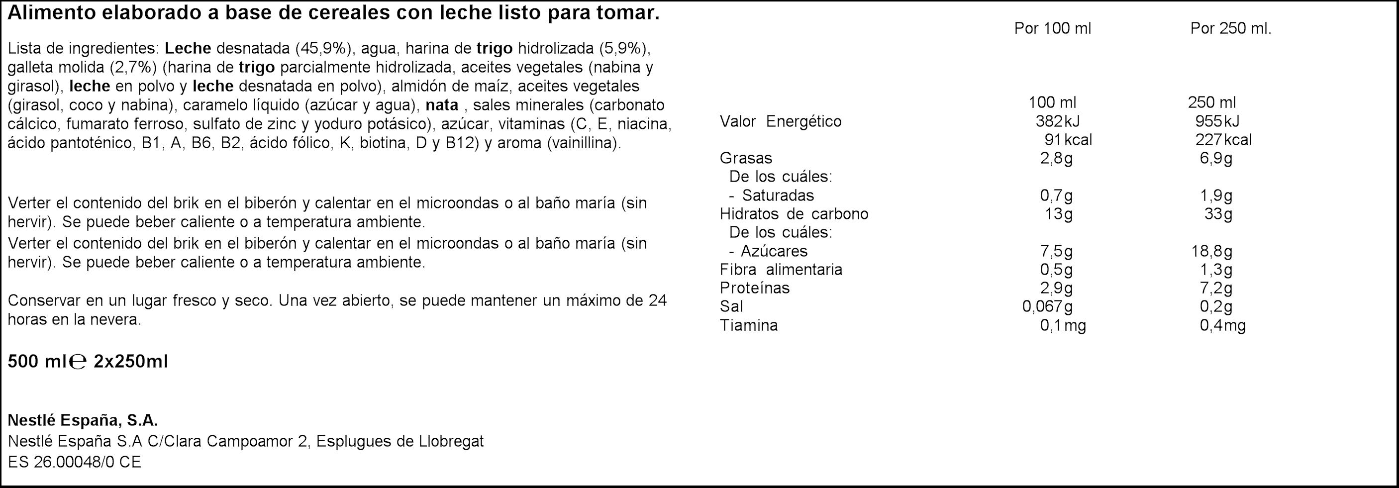 Papilla Nestlé leche cereales y galleta desde 6 meses