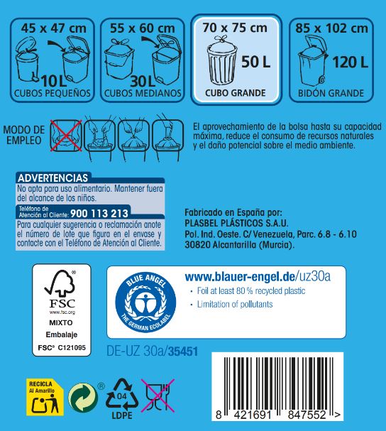 Bolsas de basura Premium • 50L azul