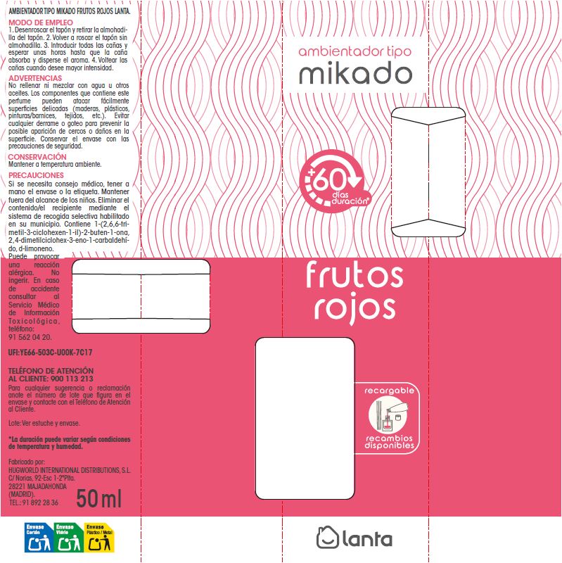 Ambientador tipo mikado Lanta 50ml frutos rojos
