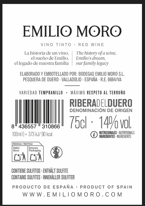 Vino tinto DO Ribera del Duero Emilio Moro