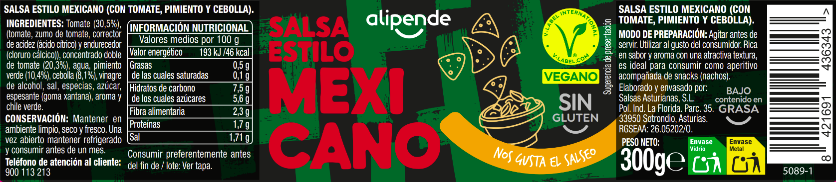 Salsa estilo mexicano Alipende 300g