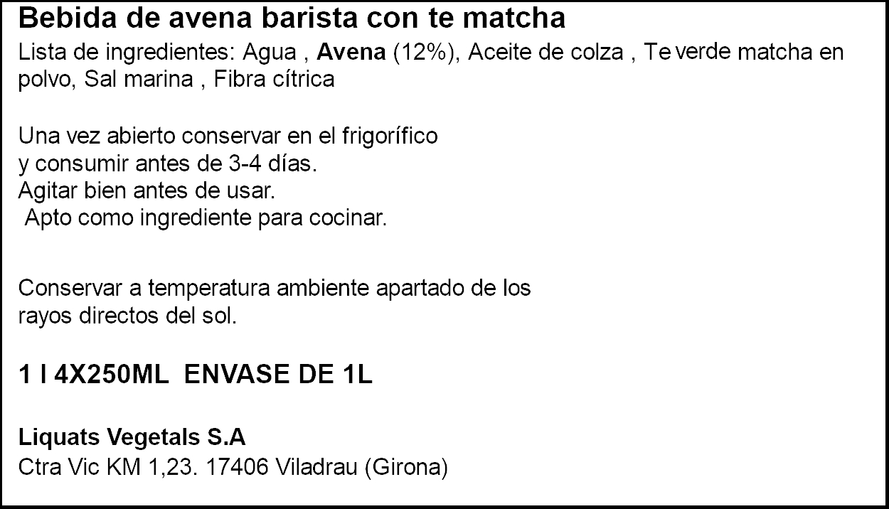 Bebida de avena barista matcha Yosoy 1l