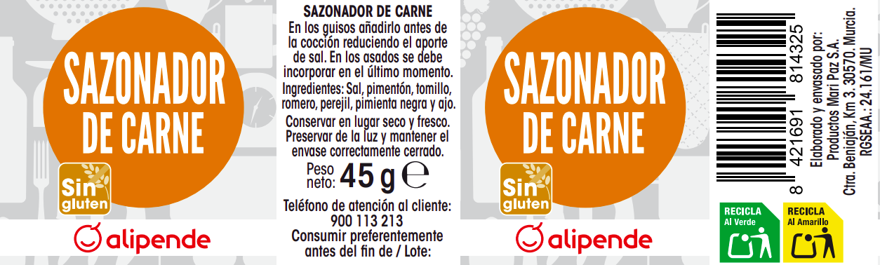 Sazonador para carne Alipende 45g