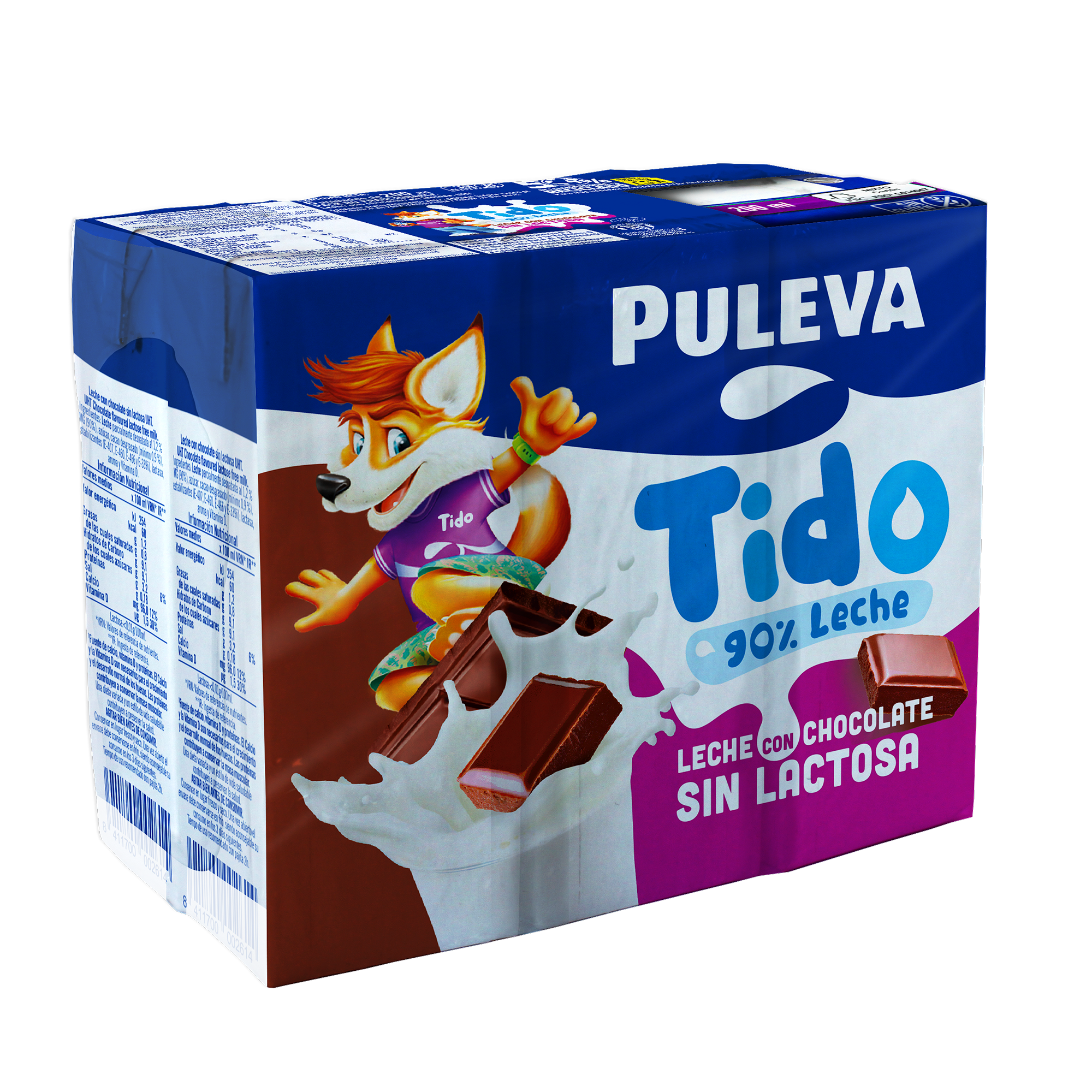Batido sin lactosa Puleva 200ml pack 6 chocolate