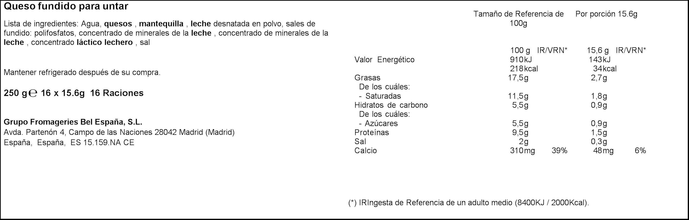 Queso fundido en porciones La Vaca Que Ríe 16 uds