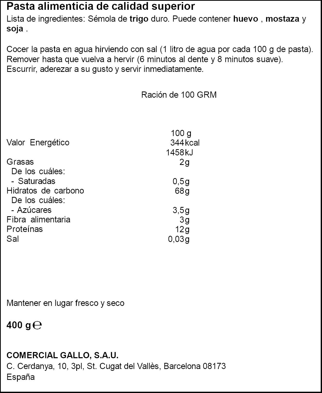 Pluma Nº3 Gallo 400g