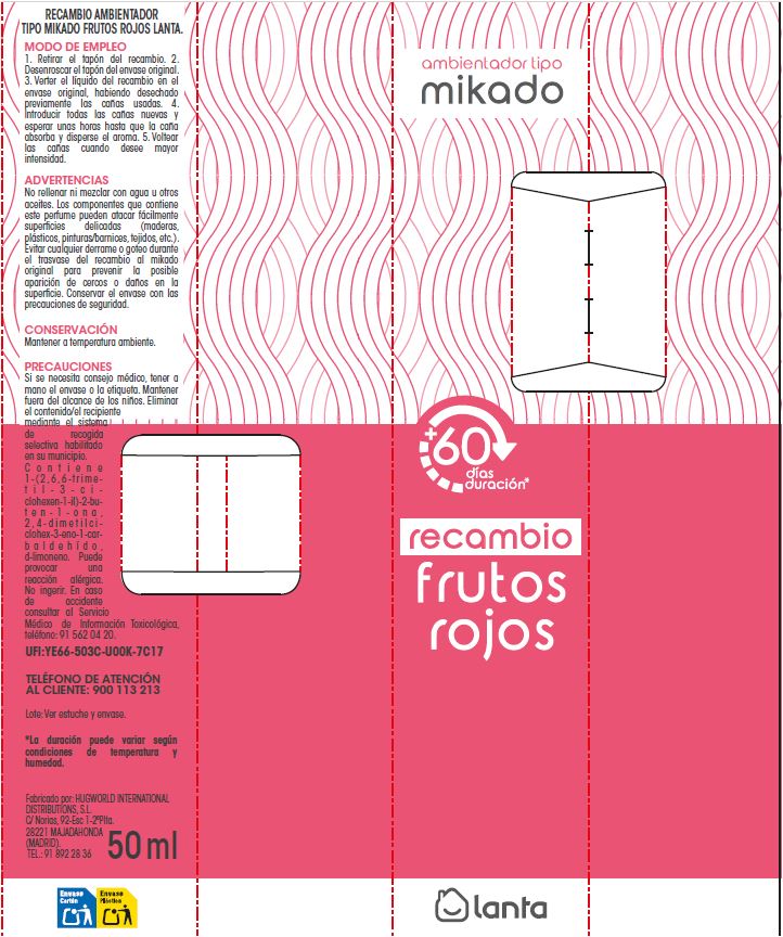 Ambientador tipo mikado Lanta 50ml recambio frutos rojos