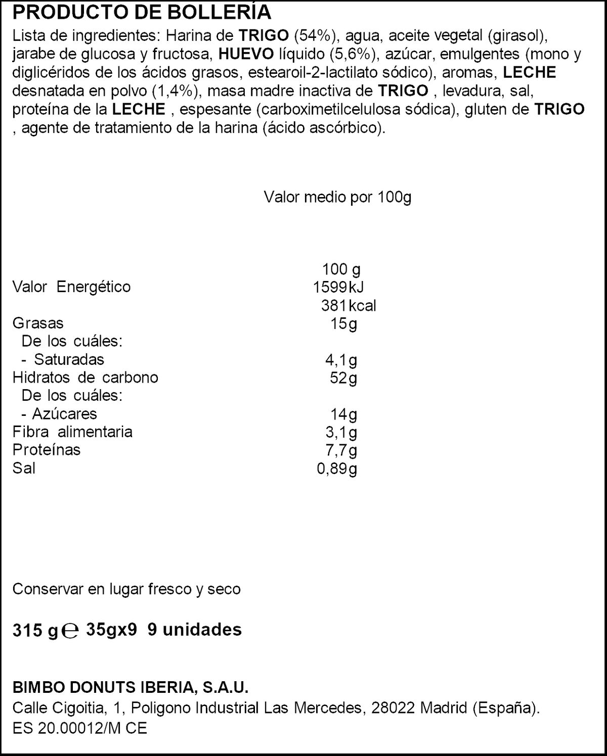 Pan de leche La Bella Easo 350g