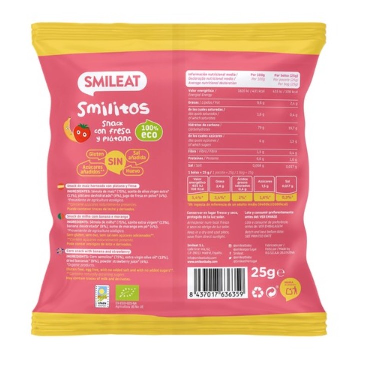 Smilitos fresa plátano Eco 25g Smileat