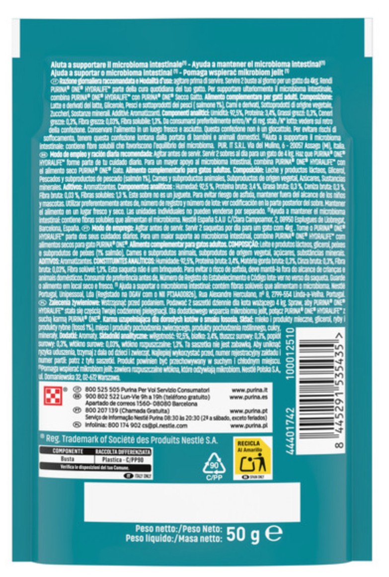 Alimento complementario para gato con salmón Purina One Hydralife 50g