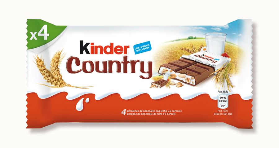 Chocolatina Kinder Country pack de 4 unidades 94g