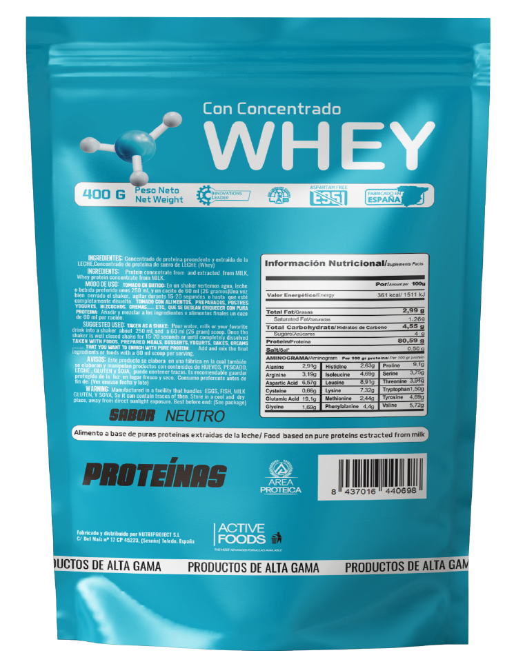Proteína concentrada sabor neutro Área Protéica 400g