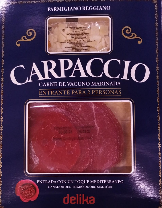 Carpaccio con queso parmegiano reggiano Delika 110g