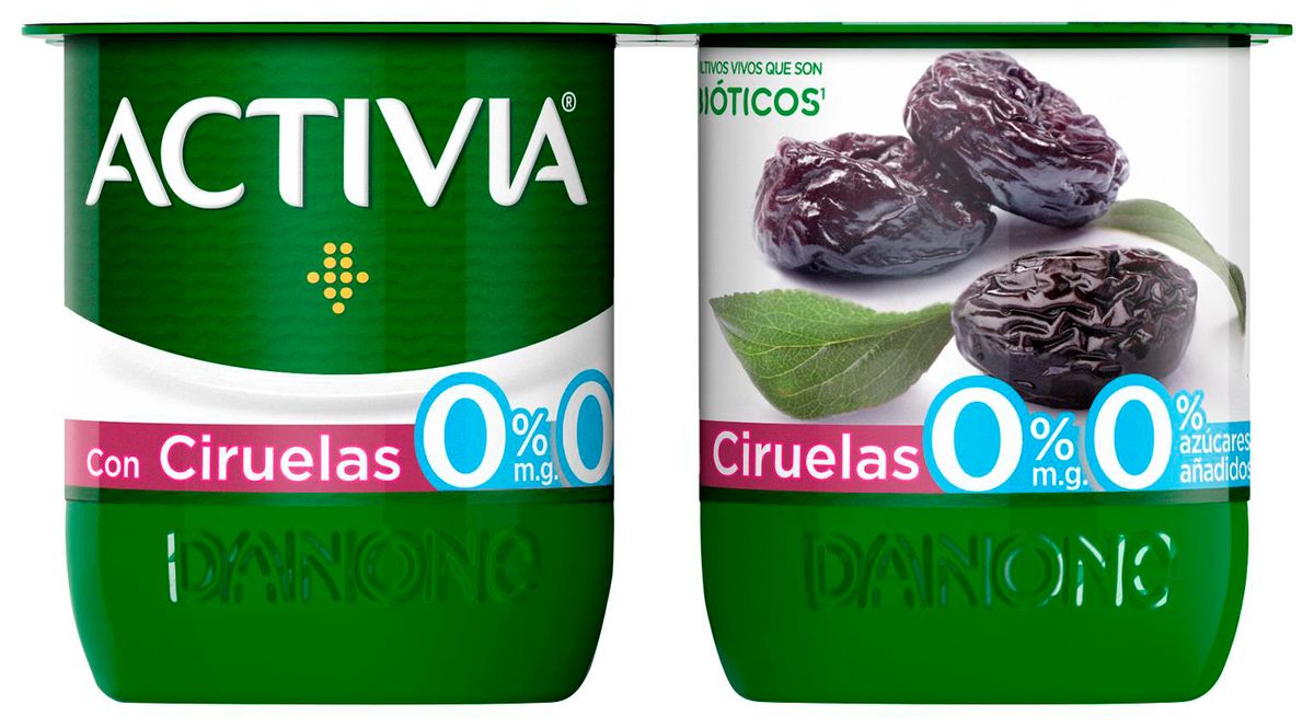 Bífidus probiótico Activia desnatado 0% materia grasa pack 4 ciruelas
