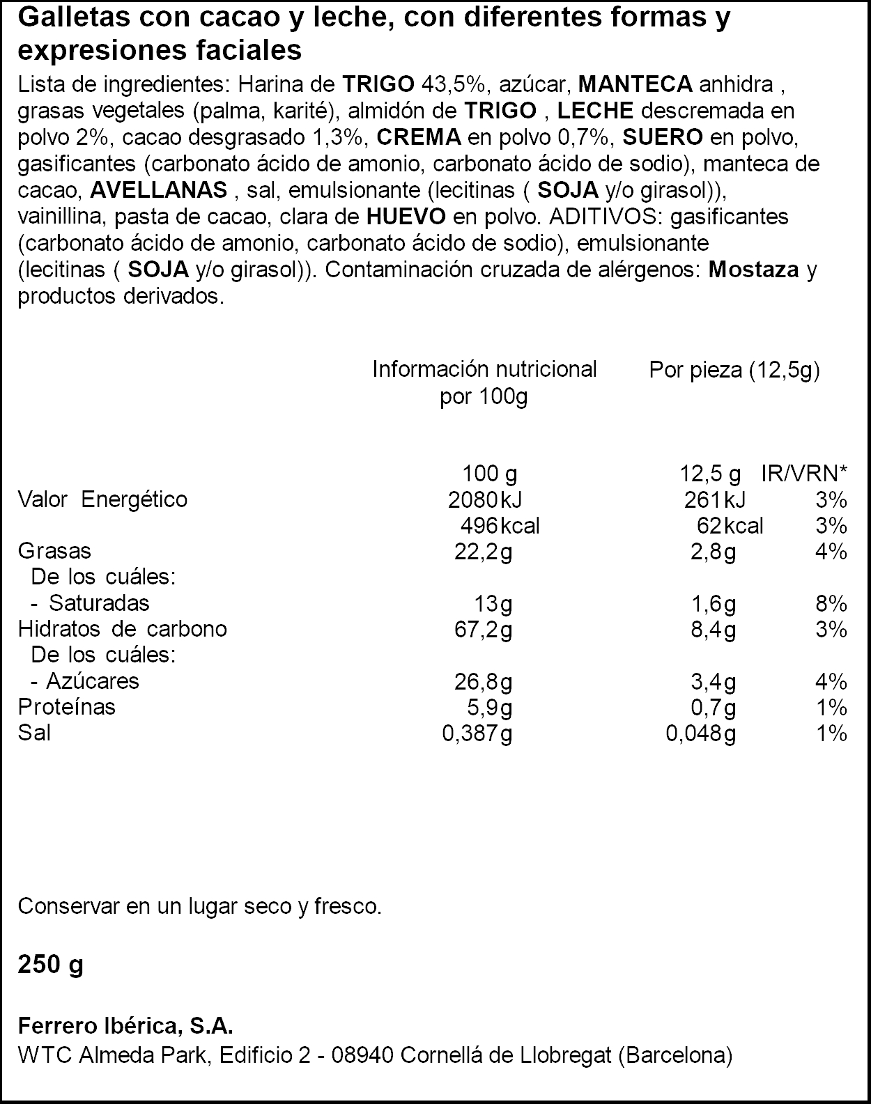 Galletas rellenas Kinderini Kinder 250g