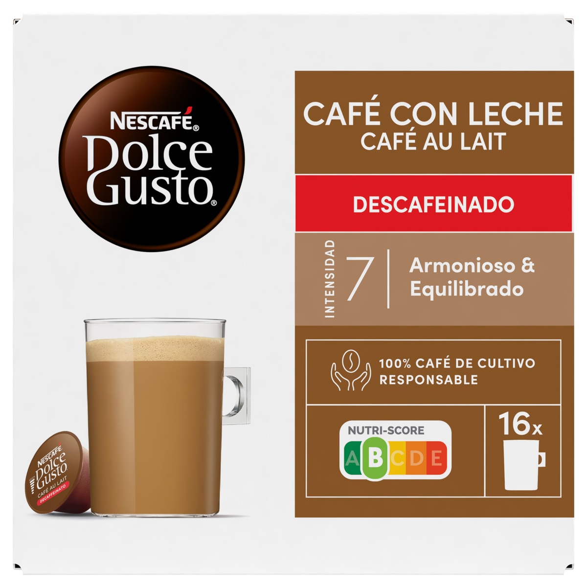 Café con leche descafeinado Nescafé Dolce Gusto 16 cápsulas