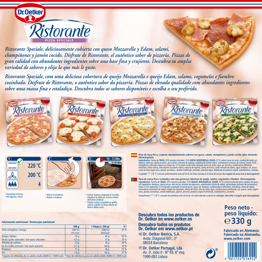 Pizza Ristorante Dr Oetker 330g speciale