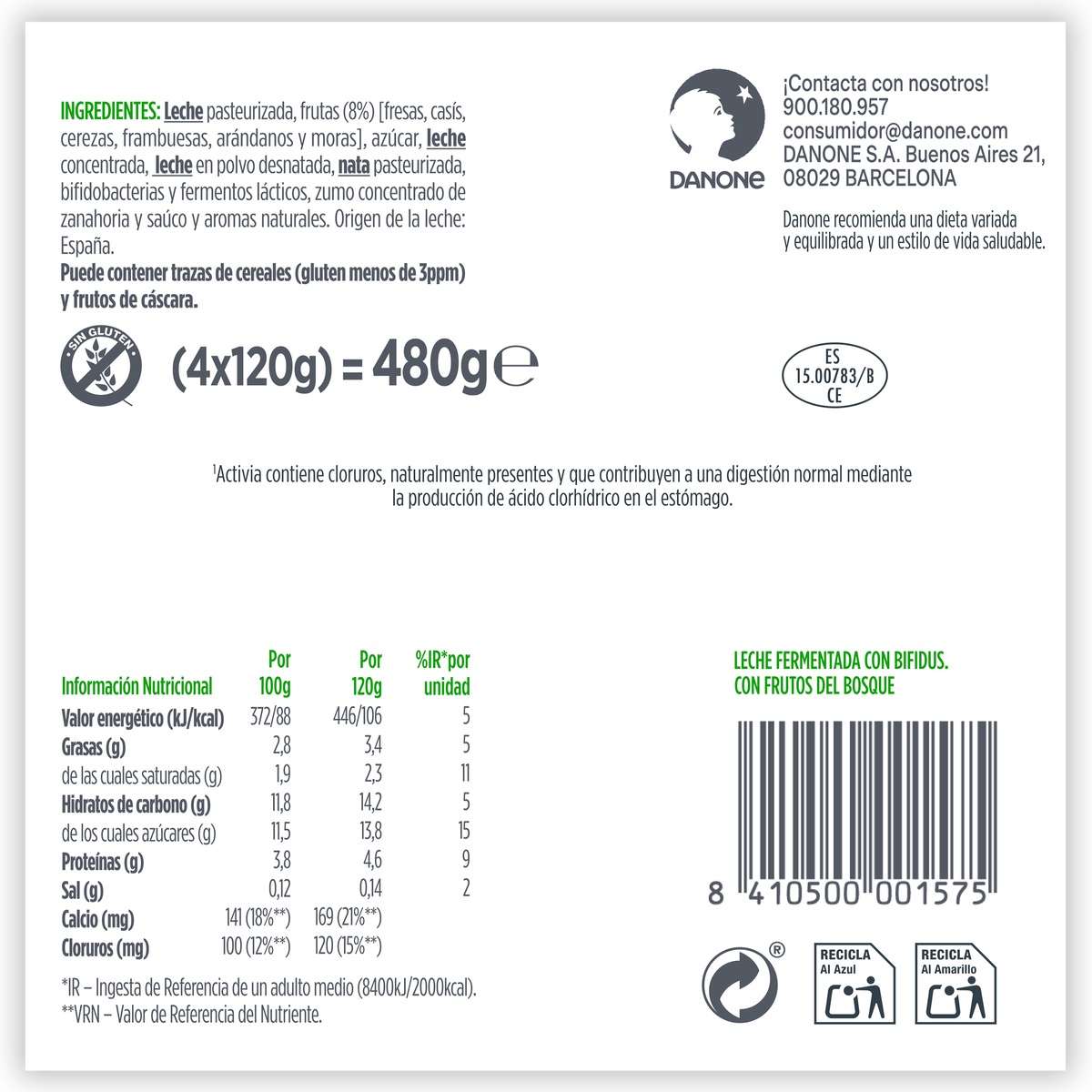 Bfidus Activia pack 4 frutas del bosque
