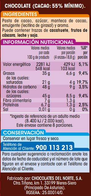 Chocolate puro sin gluten Alipende 150g