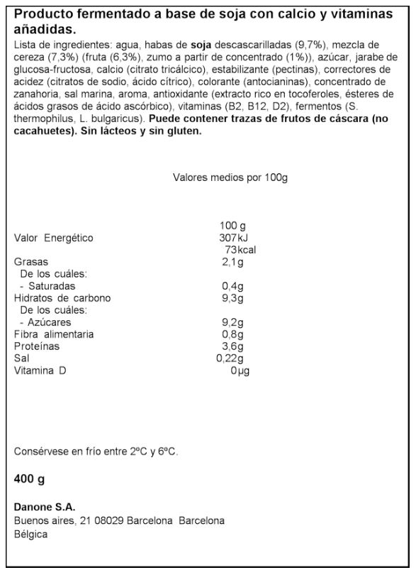 Postre Soja Alpro 400G Cereza