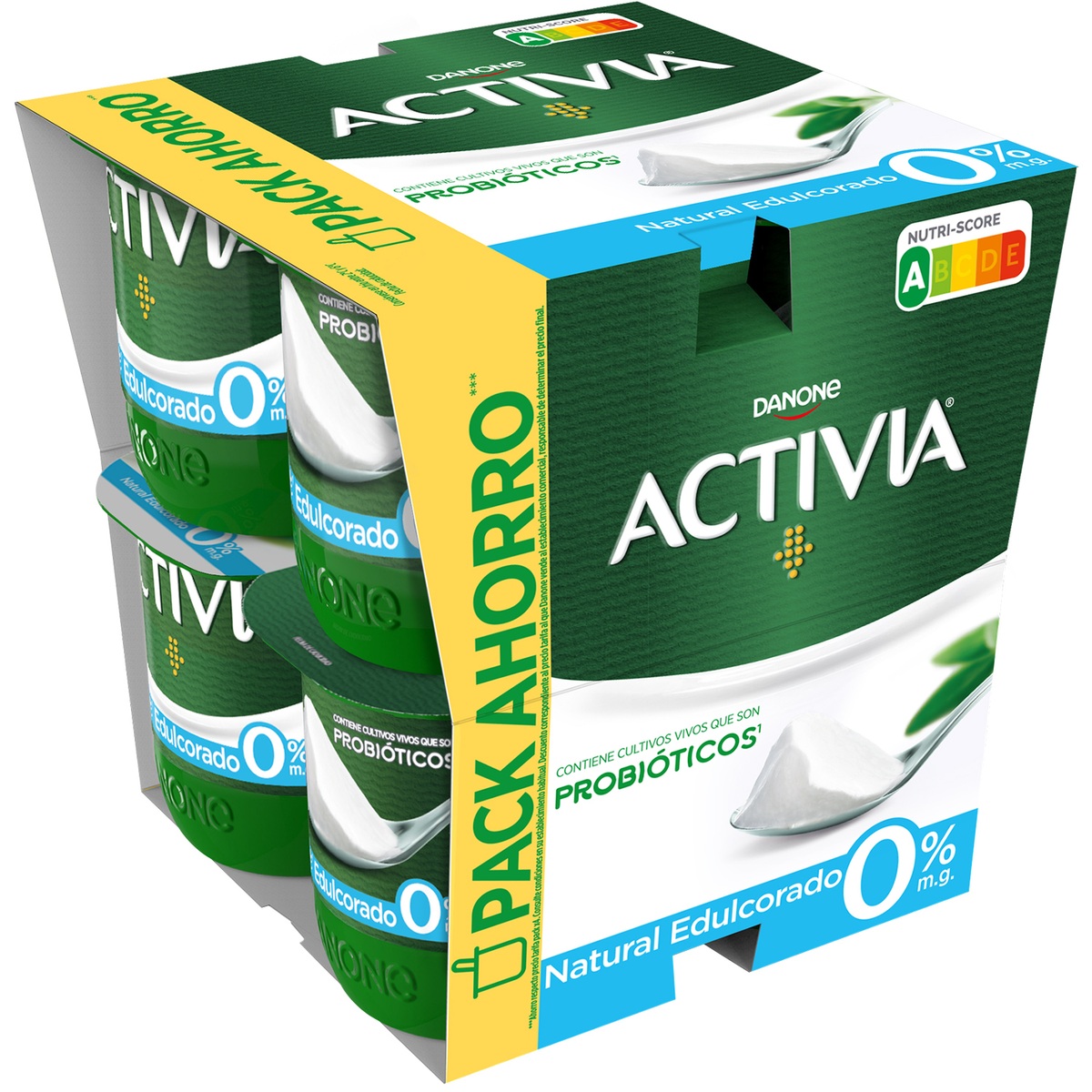 Bífidus probiótico Activia desnatado 0% materia grasa pack 8 natural edulcorado