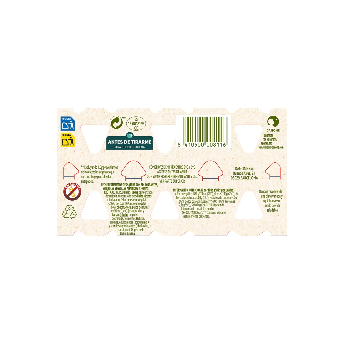 Bebida láctea Danacol colesterol pack 6 tropical