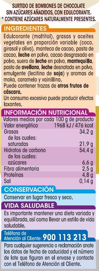 Bombón sin azúcar añadido Alipende 185g surtidos