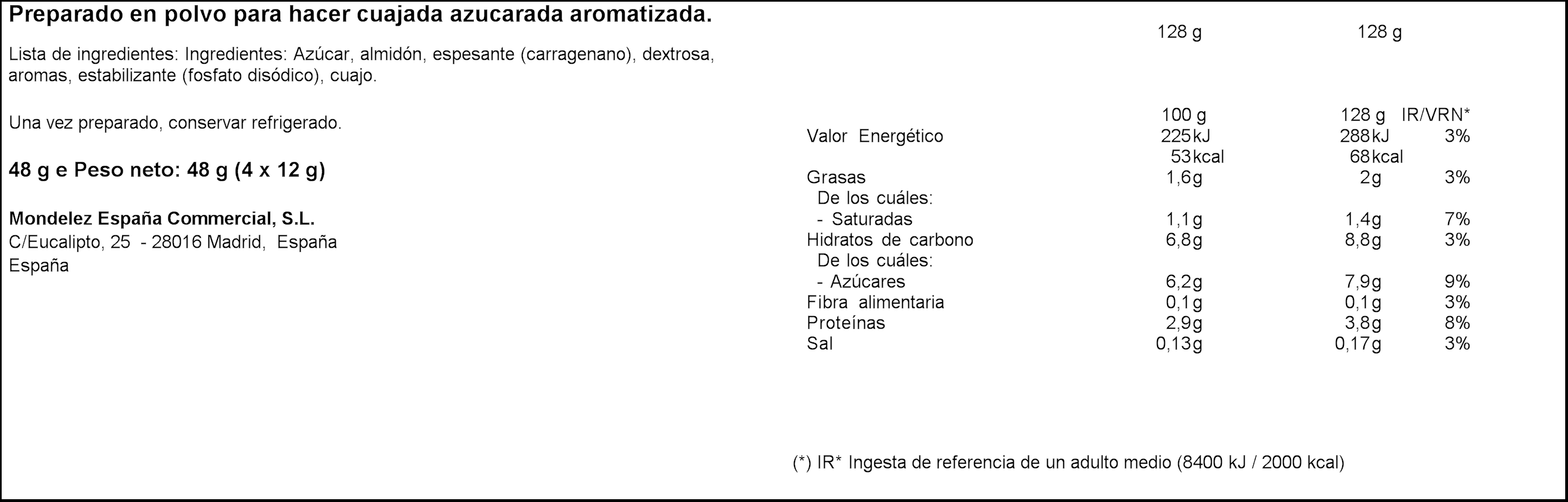 Cuajada royal 4 sobres