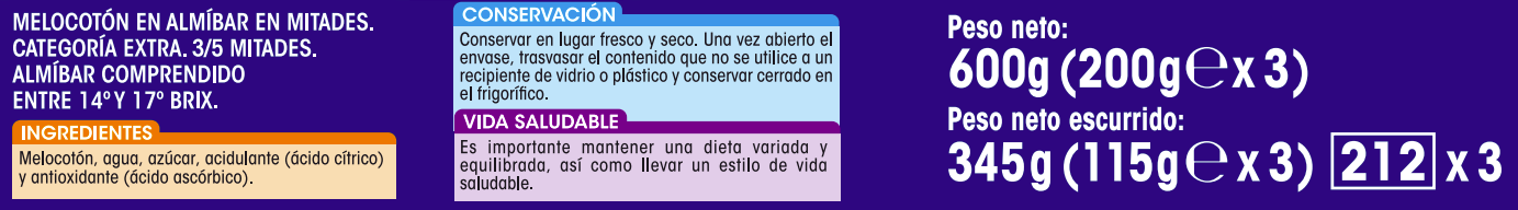 Melocoton en almibar Alipende pack 3