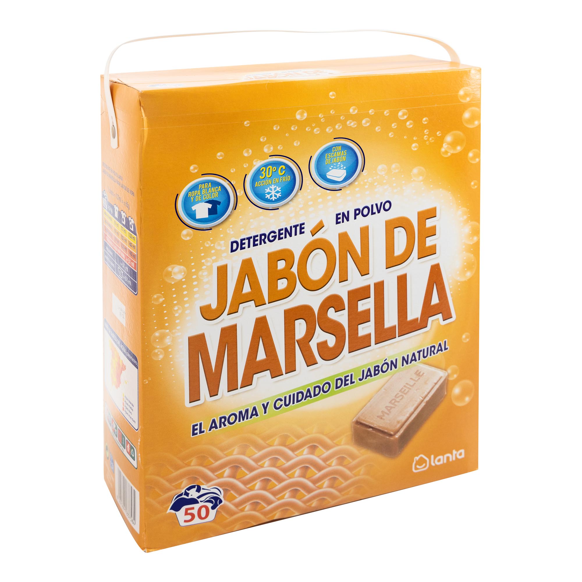 Detergente en polvo Lanta 50 lavados jabón de marsella