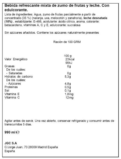 Fruta+Leche Sin azucar añadido Don Simon P3 mediterraneo
