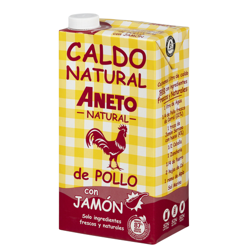 Caldo natural de pollo con jamón Aneto 1l