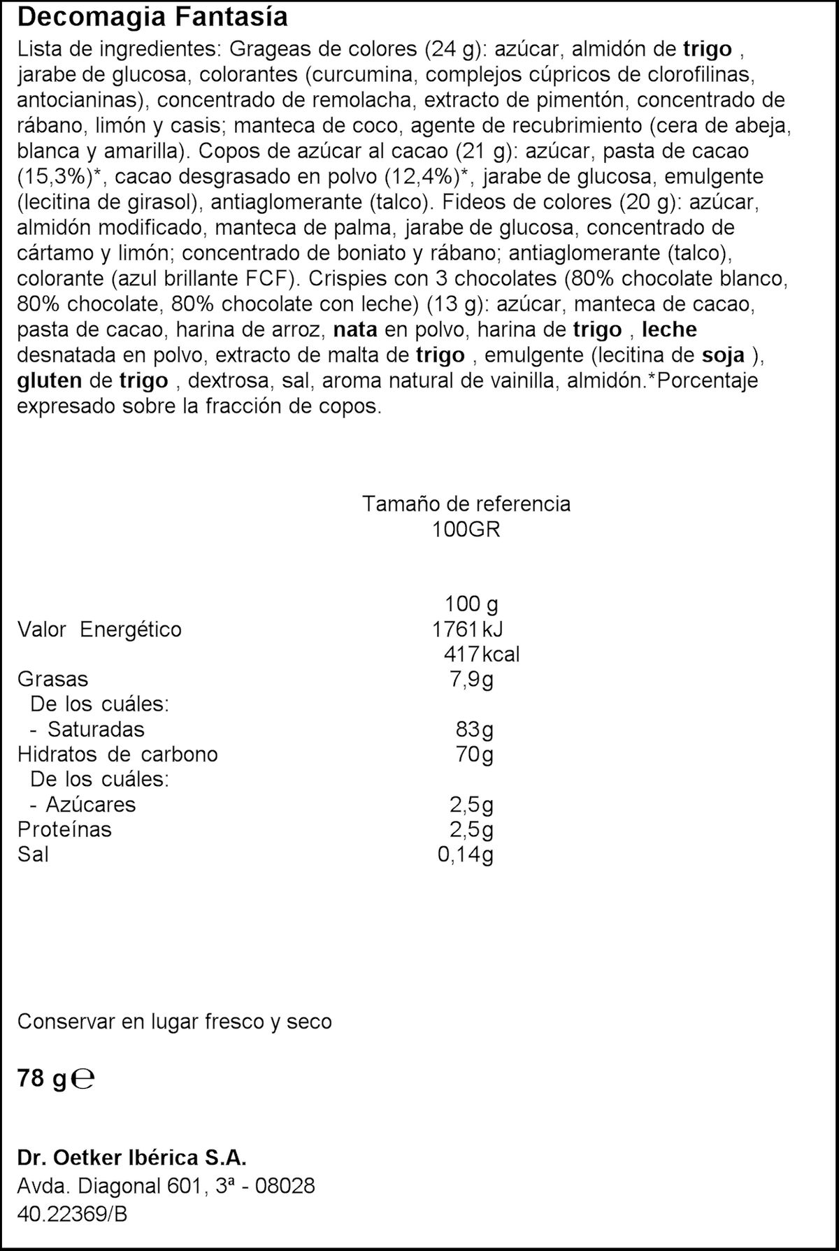Decomagia fantasía Dr Oetker 78g