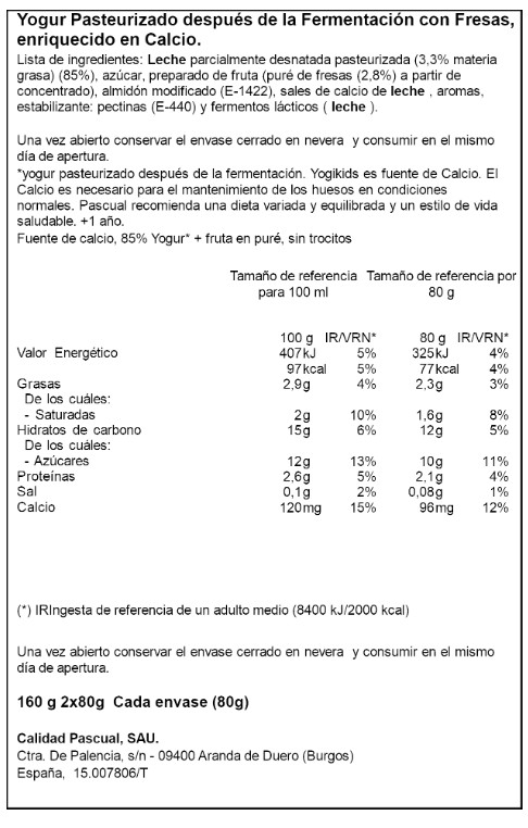 Alimento infantil yogikids pouch pack 2 fresa Pascual