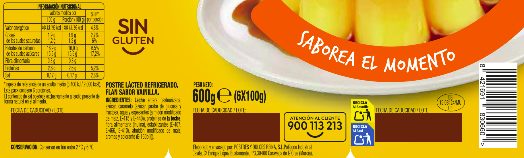 Flan de vainilla Alipende pack 600g