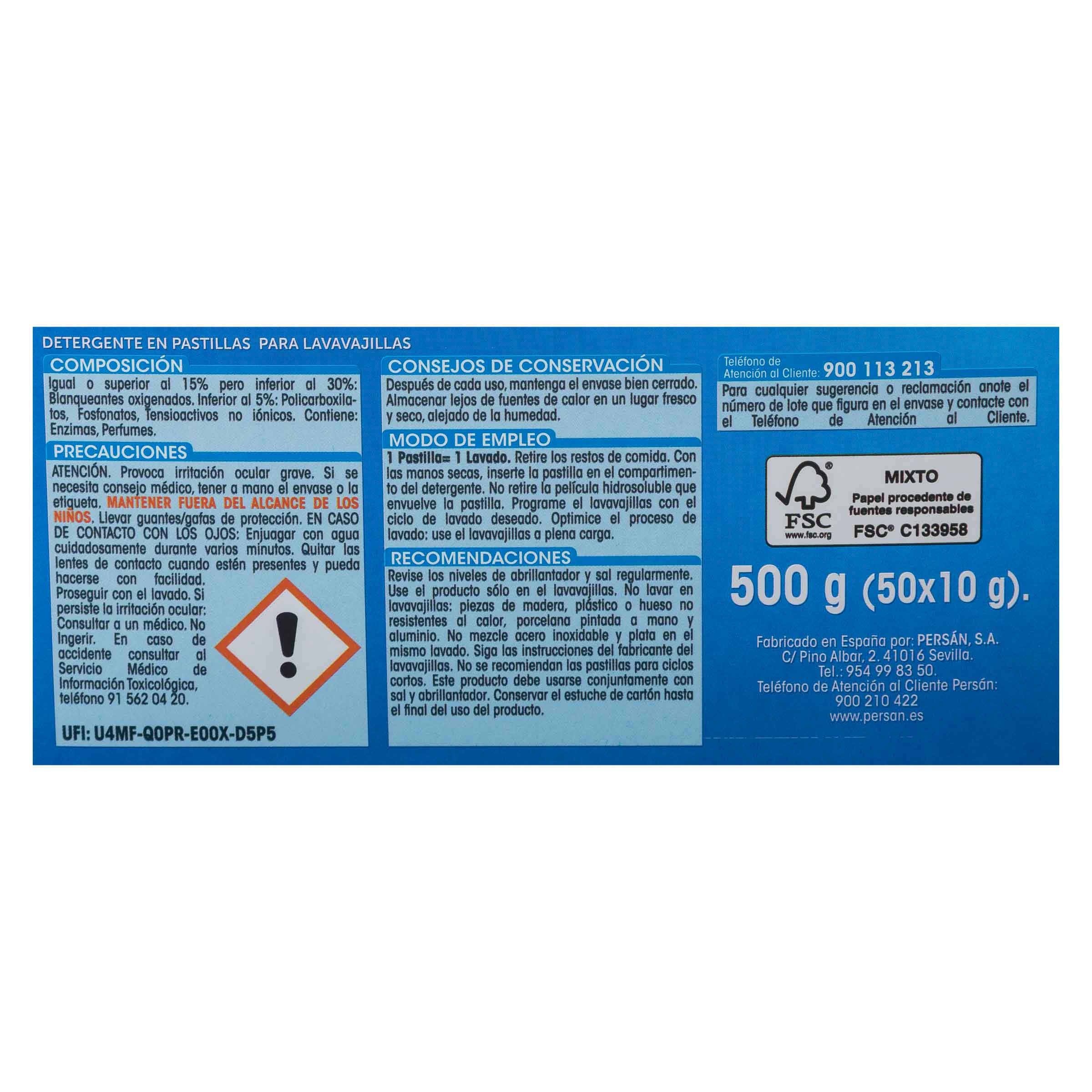 Detergente en pastillas para lavavajillas Lanta 50 uds classic