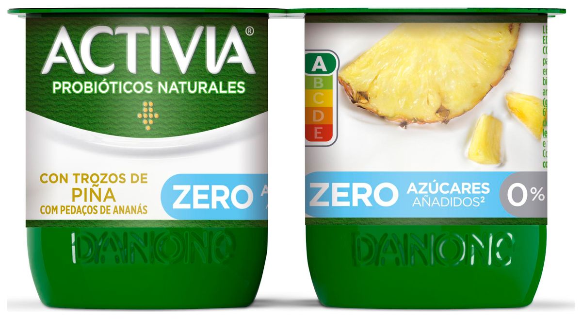 Bífidus probiótico Activia desnatado 0% materia grasa pack 4 piña