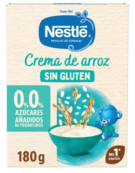 Papilla sin gluten 0,0% azúcar añadido Nestle 180g arroz