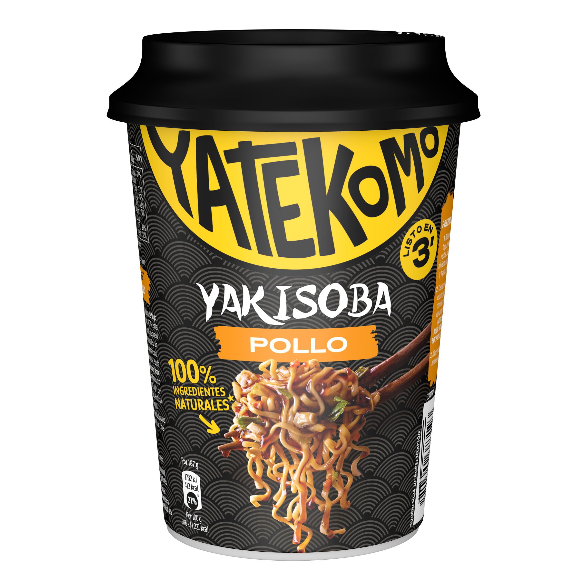 Fideos orientales de pollo Yatekomo Yakisoba Gallina Blanca 93g