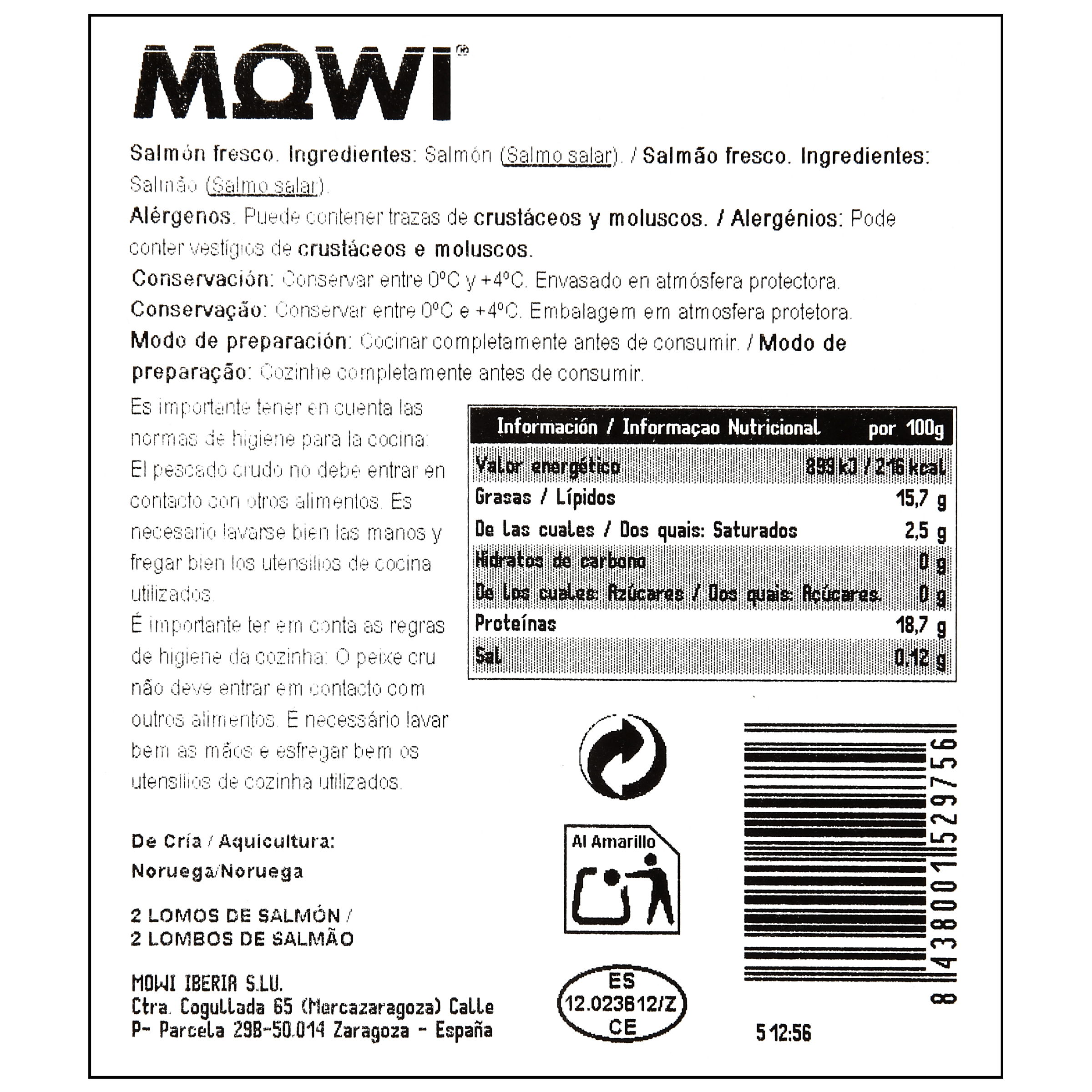 Salmón corte maestro Mowi 230g