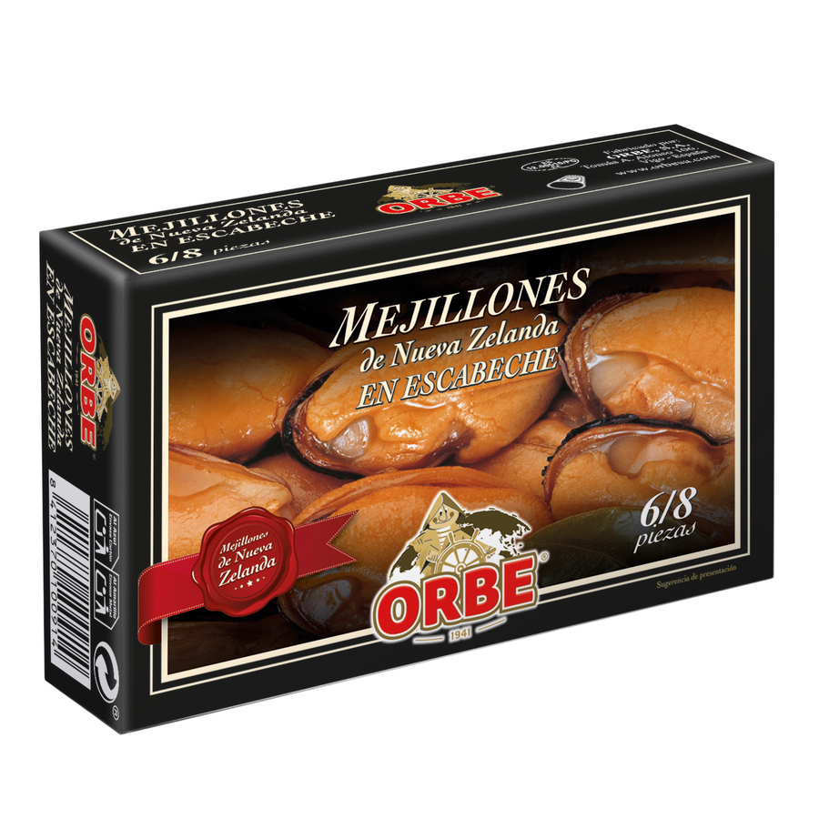 Mejillon en escabeche de Nueva Zelanda Orbe 69g 6/8
