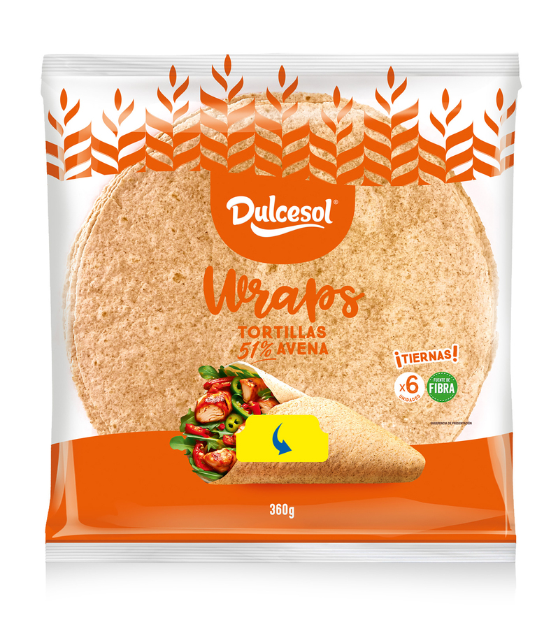 Tortilla de avena wraps Dulcesol 6 unidades
