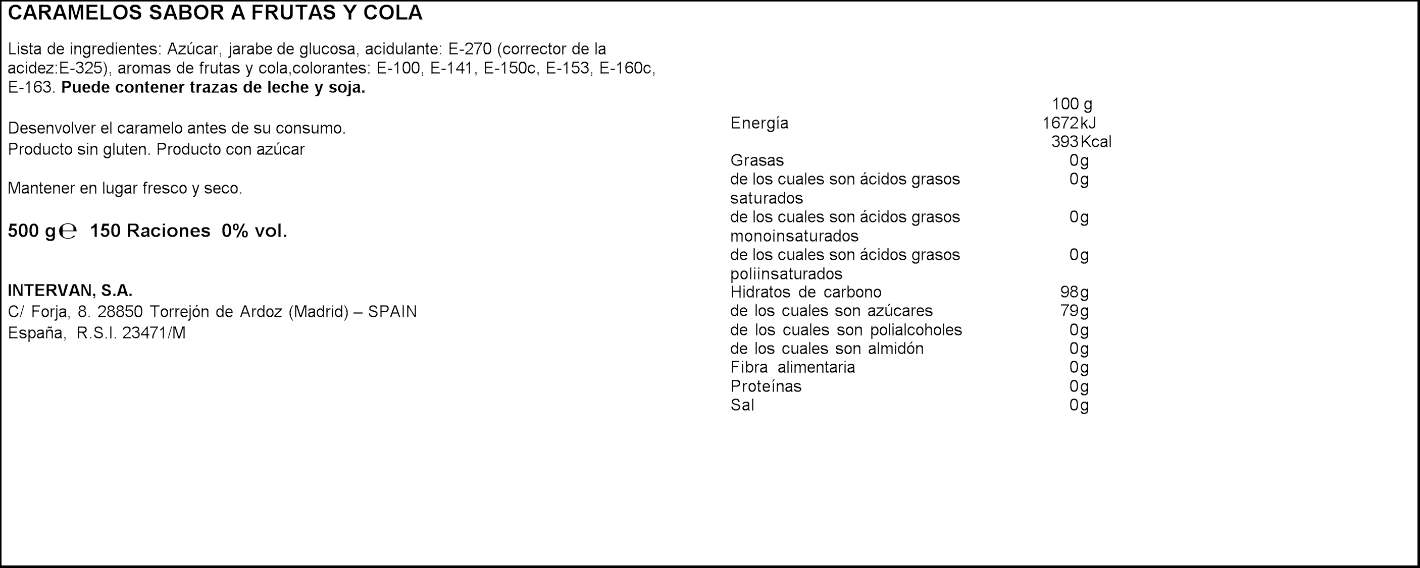 Caramelos Pictolín 500g cristal sabores