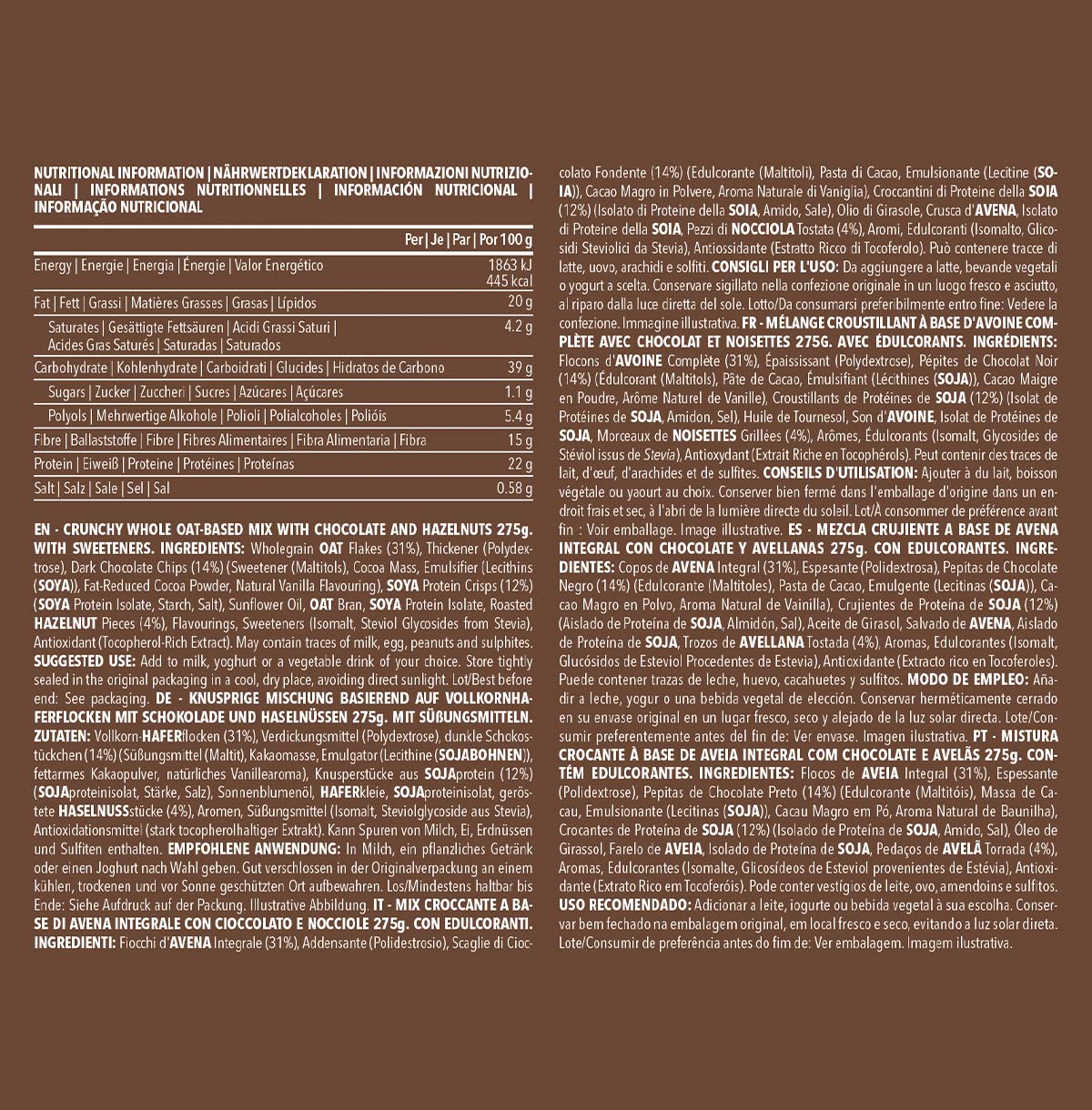 Proteina granola chocolate-avellanas Prozis 275g
