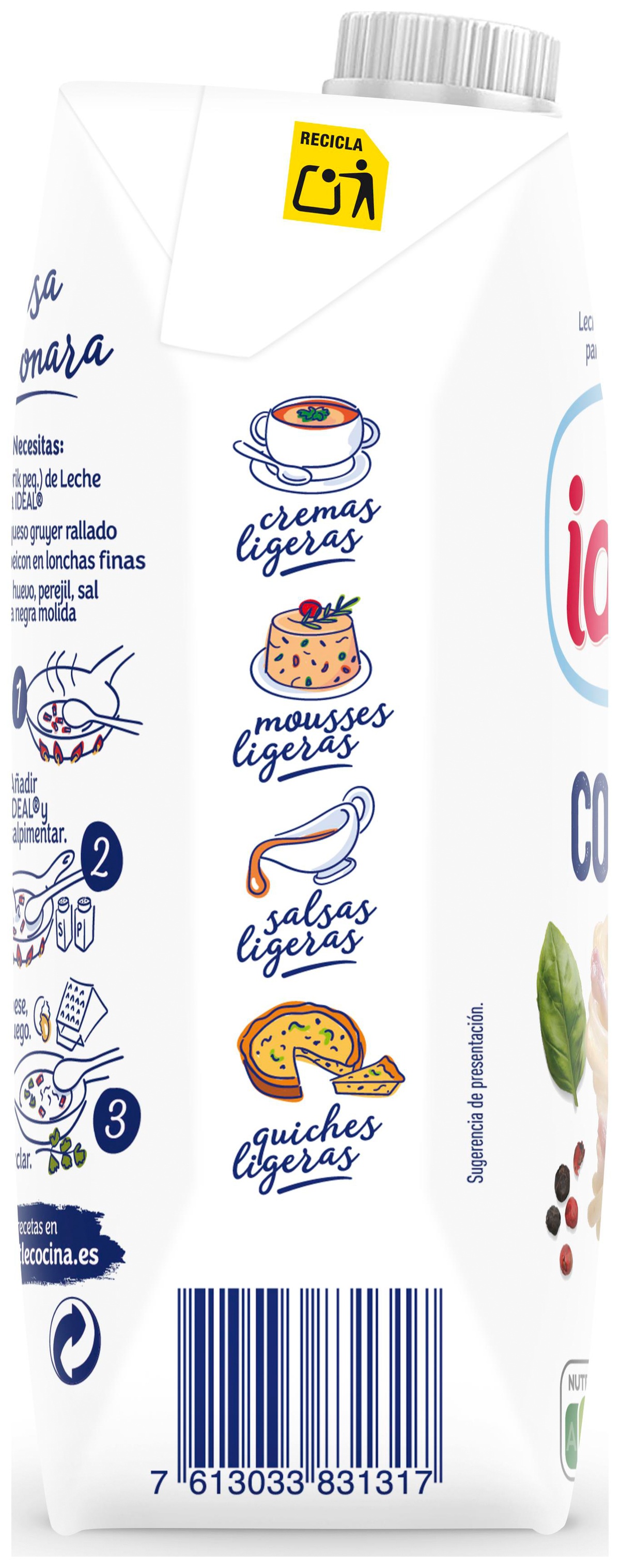 Leche evaporada Nestlé Ideal 525g parcialmente desnatada