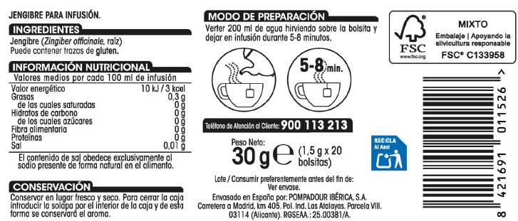 Infusión Alipende 20u jengibre