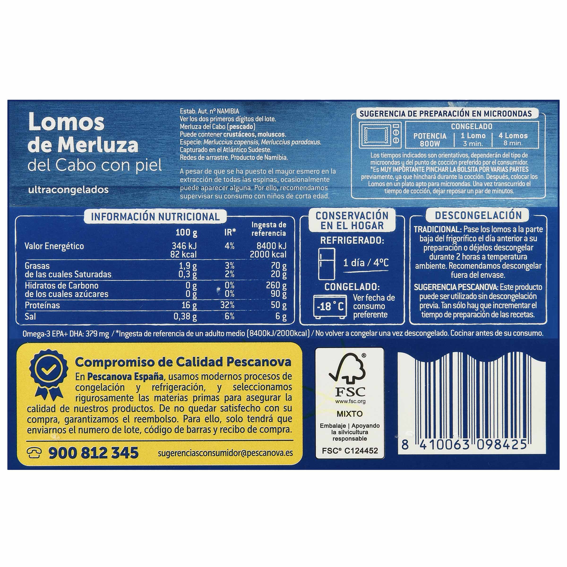 Merluza lomos Pescanova 400g